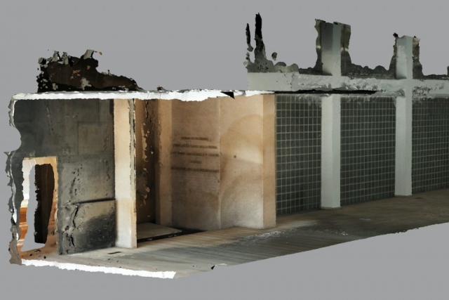 Diego Marcon, Monelle, 2017. Sviluppo CGI; Casa del Fascio (dettaglio d’interno); modello 3D da fotogrammetria; screengrab. Courtesy dell’artista